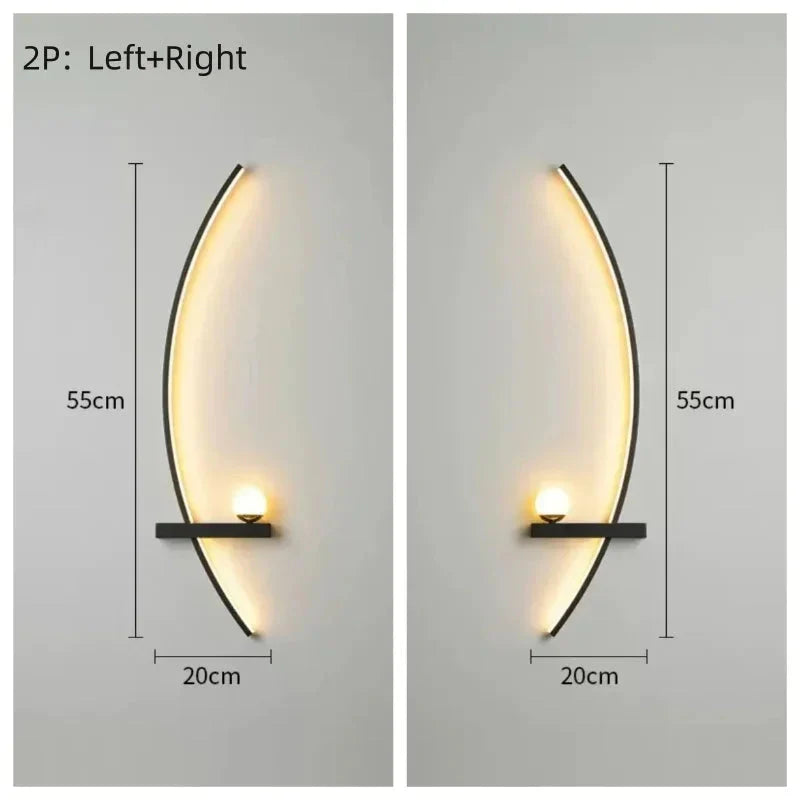 Modern LED Wall Lamp – Minimalist Art Design for Bedroom, Living Room, and Bathroom, Gold/Black