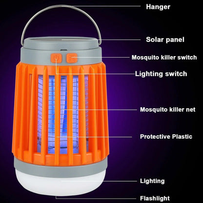 Solar USB Mosquito Killer Light Electronic Fly Bug Insect Zapper Trap Pest Lamp